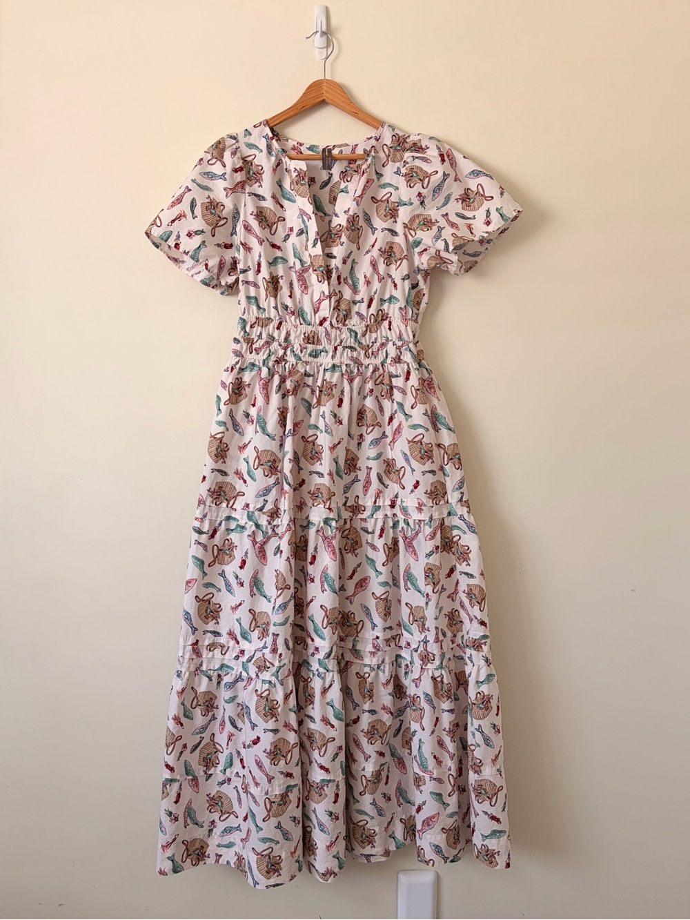 Anthropologie Somerset Maxi Dress Fish Motif M